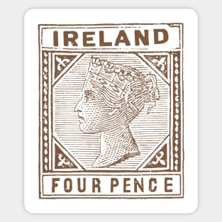 Vintage Eire 4 Pence Postage Stamp Sticker